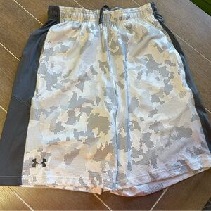 Under Armour Men's Athletic Camo Shorts in Gray and White